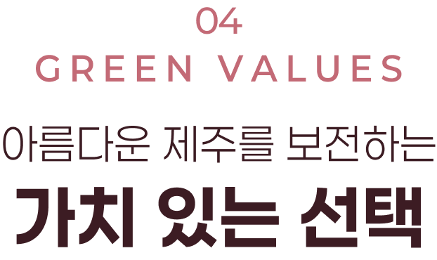 04 GREEN VALUES 아름다운 제주를 보전하는 가치 있는 선택